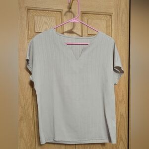 SHEIN Khaki V-Neck Blouse